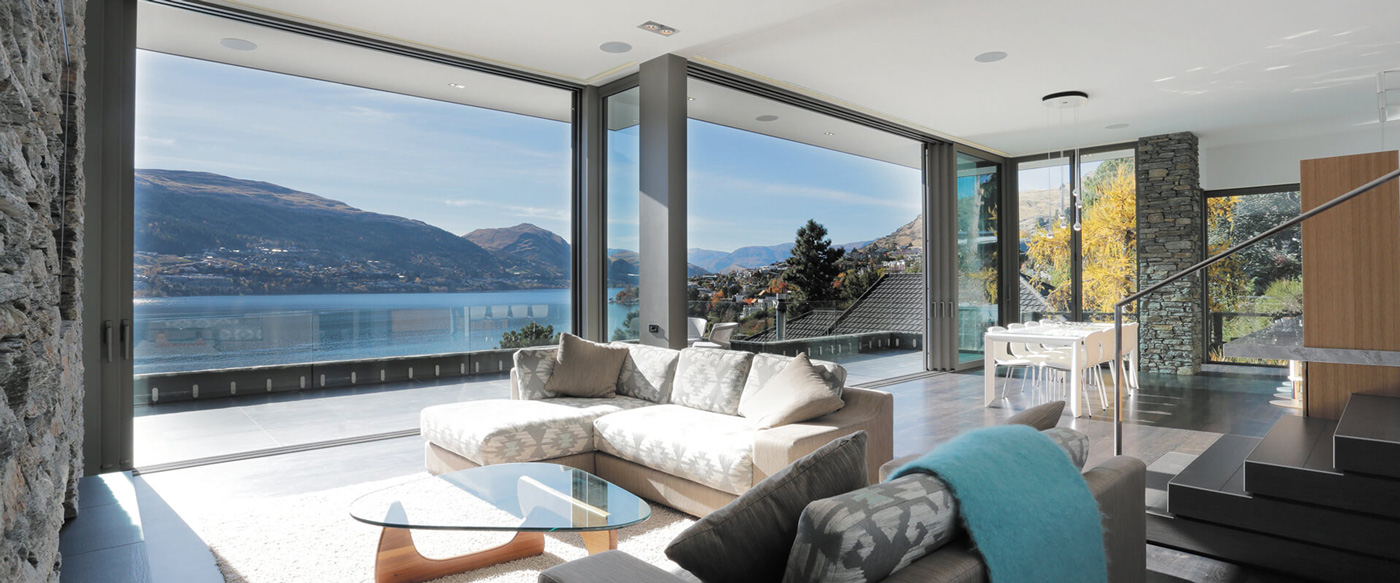 Kolbe’s multi-panel doors lift up off the sill to glide effortlessly and either stack within the opening or pocket into a wall.